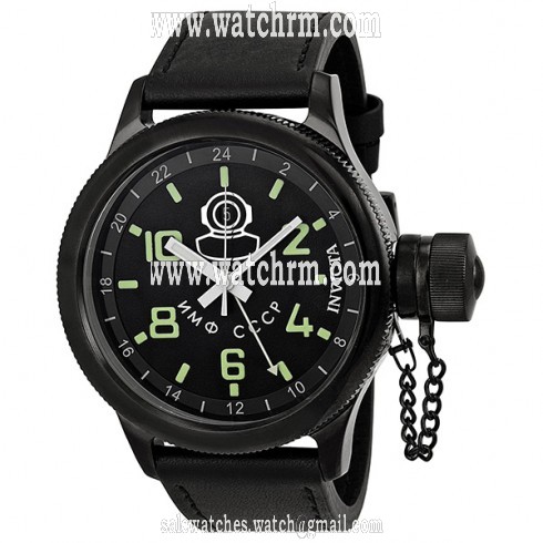 Invicta Signature Russian Diver Black Dial Black Leather Men's Watch 7183