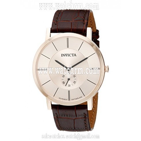 Invicta Slim Rose Dial Brown Leather Men's Watch 19542