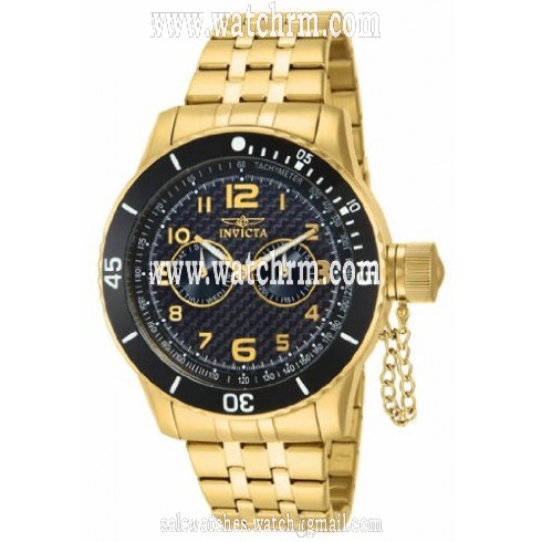Invicta Specialty Black Carbon Fiber Dial 18k Gold Ion-plated Men's Watch 14888