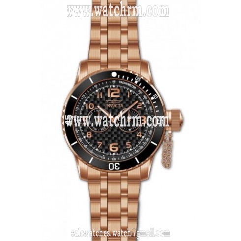 Invicta Specialty Black Carbon Fiber Dial 18k Rose Gold Ion-plated Men's Watch 14889