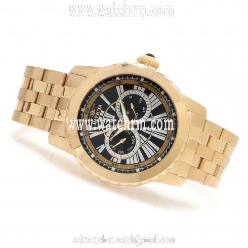 Invicta Specialty Black Dial Gold-tone PVD Stainless Steel Men's Watch 14589