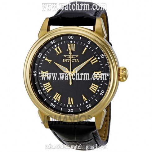 Invicta Specialty Black Dial Leather Strap Men's Watch 11391