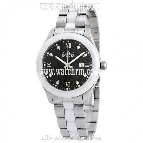 Invicta Specialty Black Dial Stainless Steel White Ceramic Men's Watch 18153