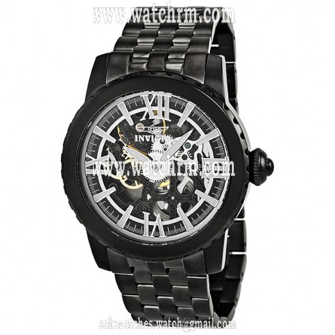 Invicta Specialty Black Skeletal Dial Black PVD Mechanical Men's Watch 14556