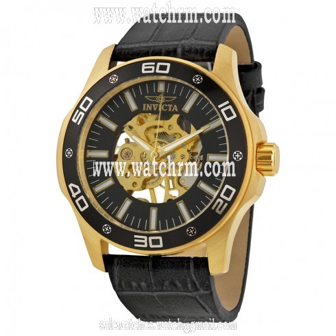 Invicta Specialty Black Skeletal Dial Grey Leather Men's Watch 17261