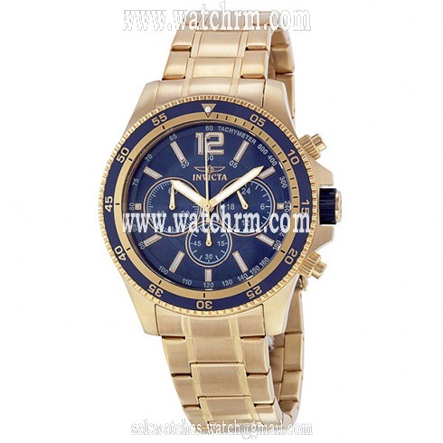 Invicta Specialty Blue Dial Chronograph Gold Tone Stainless Steel Men's Watch 13978