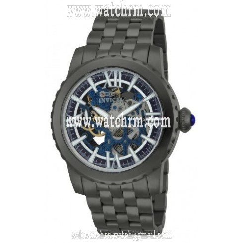 Invicta Specialty Blue Skeletal Dial Black PVD Mechanical Men's Watch 14555