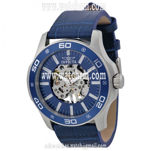 Invicta Specialty Blue Skeletal Dial Blue Leather Men's Watch 17259