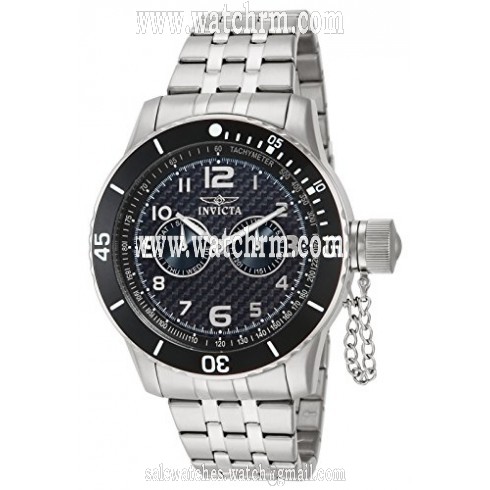Invicta Specialty Chronograph Black Carbon Fiber Dial Stainless Steel Men's Watch 14886