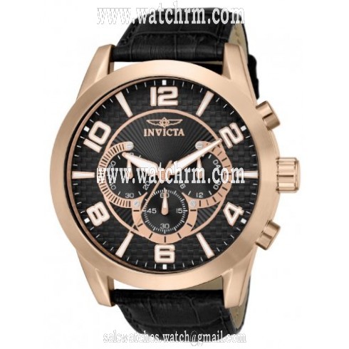 Invicta Specialty Chronograph Black Dial Black Leather Strap Men's Watch 13639