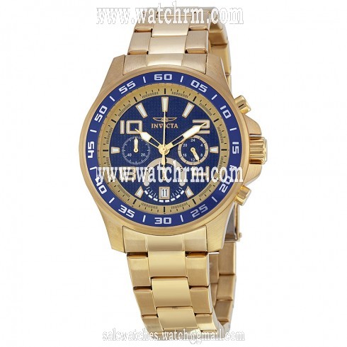 Invicta Specialty Chronograph Blue Dial Yellow Gold Ion-plated Men's Watch 14391