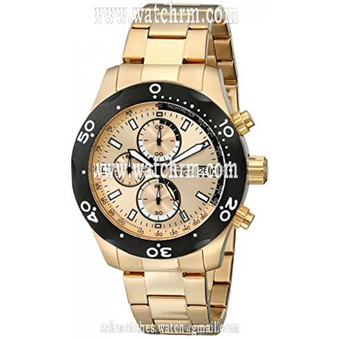 Invicta Specialty Chronograph Gold Dial 18kt Gold Ion-plated Watch 17754