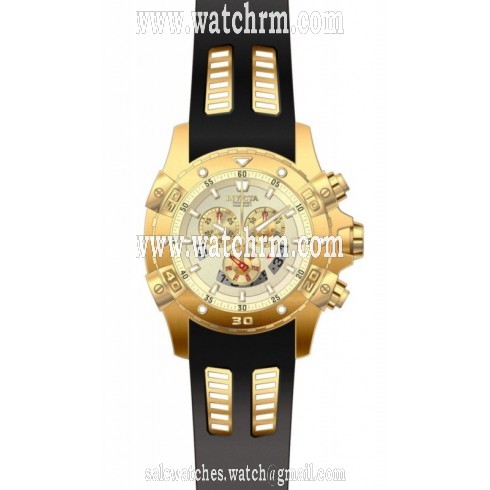 Invicta Specialty Chronograph Gold Dial Black Rubber Men's Watch 15858