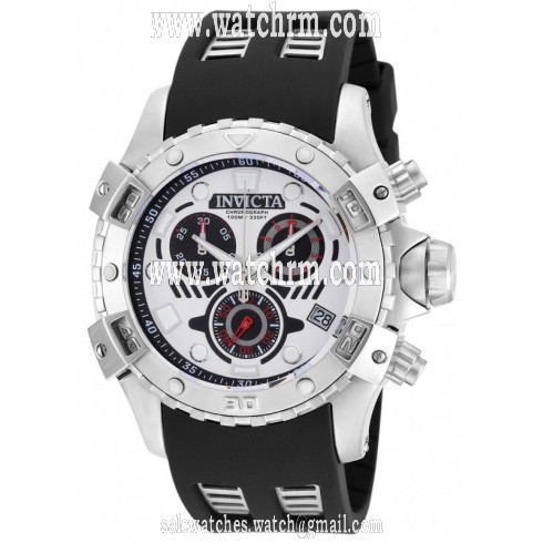Invicta Specialty Chronograph Silver Dial Black Polyurethane Men's Watch 18857