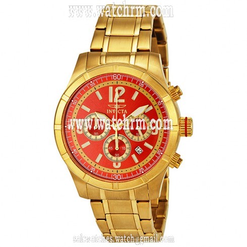 Invicta Specialty Classic Chronograph Red Dial Gold-tone Men's Watch 11376