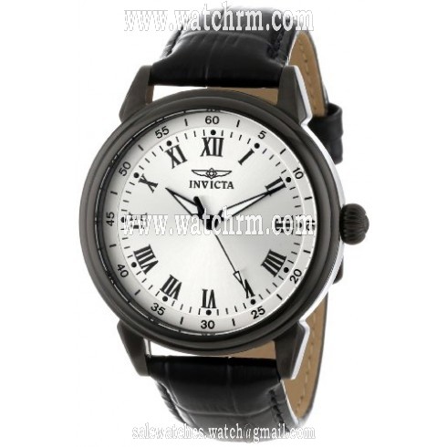 Invicta Specialty Light Silver Dial Black Leather Men's Watch 13670