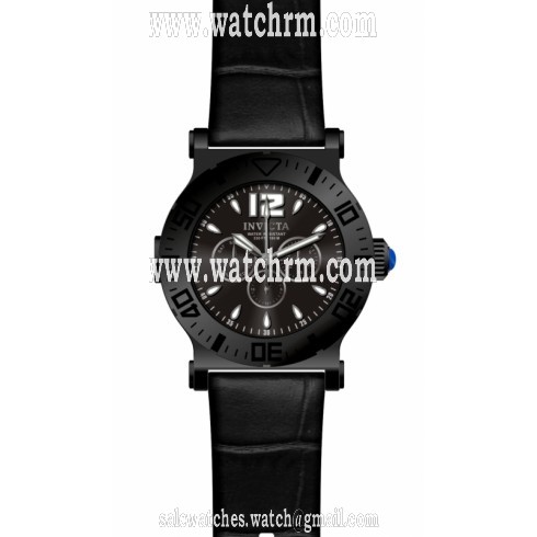 Invicta Specialty Multi-Function Black Dial Black Leather Men's Watch 14918