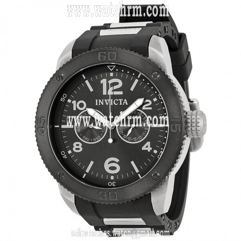 Invicta Specialty Multi-Function Black Dial Black Polyurethane with Stainless Steel Watch 15809