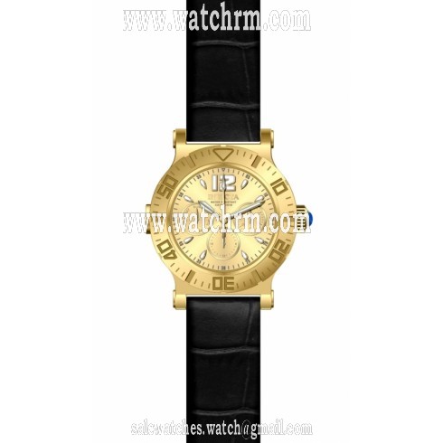 Invicta Specialty Multi-Function Champagne Dial Black Leather Ladies Watch 14920