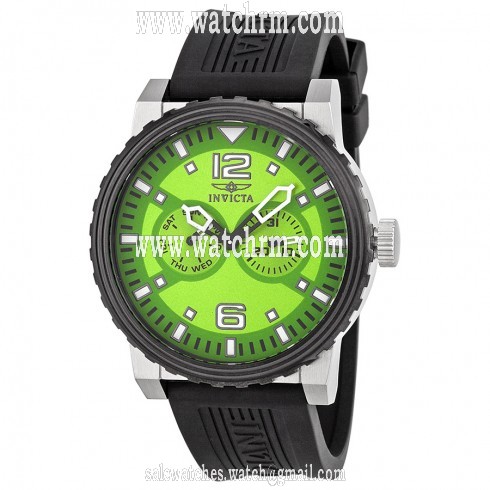 Invicta Specialty Multi-Function Green Dial Black Polyurethane Men's Watch 13645