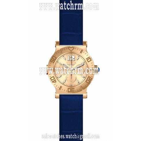 Invicta Specialty Multi-Function Rose Dial Blue Leather Mens Watch 14921