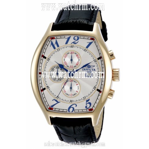 Invicta Specialty Multi-Function White Dial Black Leather Men's Watch 14330