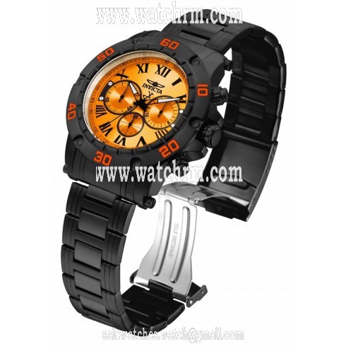Invicta Specialty Orange Dial Black Tone Men's Stainless Steel Watch 19705