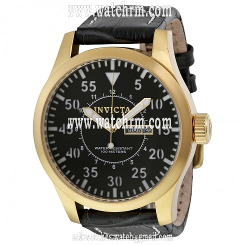 Invicta Specialty Outdoor Black Dial Grey Grey Leather Men's Watch 11194