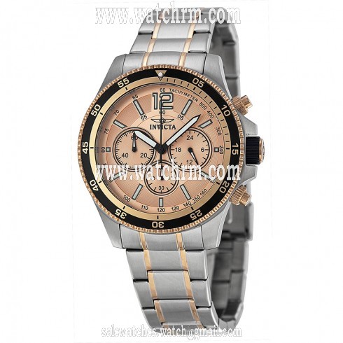 Invicta Specialty Rose Gold Tone Dial Chronograph Two Tone Stainless Steel Men's Watch 13977