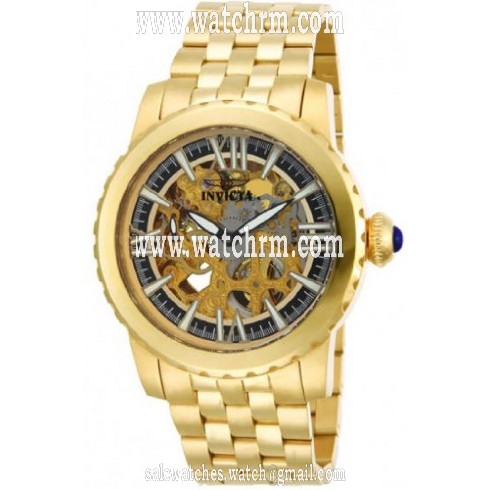 Invicta Specialty Skeletal Gold-tone Dial Gold Ion-plated Stainless Steel Men's Watch 14552