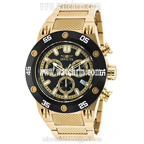 Invicta Speedway Chronograph Black Dial Gold-plated Men's Watch 19853