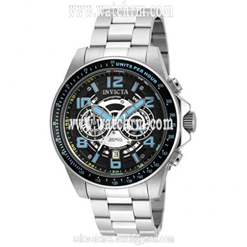 Invicta Speedway Dual Time Black Skeleton Dial Stainless Steel Men's Watch 19283