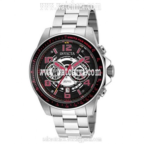 Invicta Speedway Dual Time Black Skeleton Dial Stainless Steel Men's Watch 19284