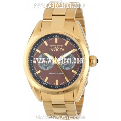 Invicta Speedway Multi-Function Brown Dial 18kt Gold-plated Men's Watch 14710