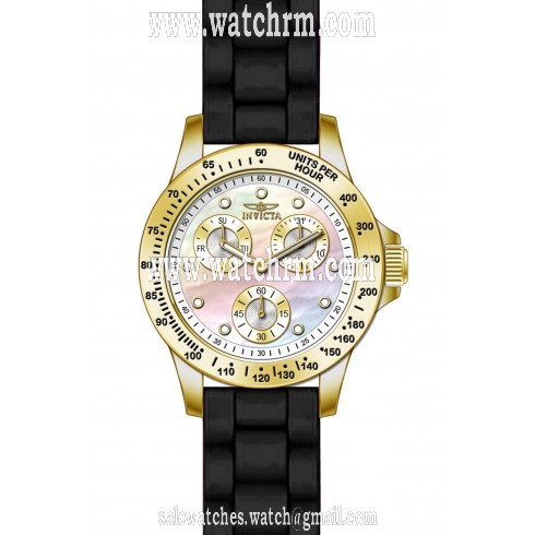 Invicta Speedway Multi-Function Mother of Pearl Dial Black Silicone Ladies Watch 21972
