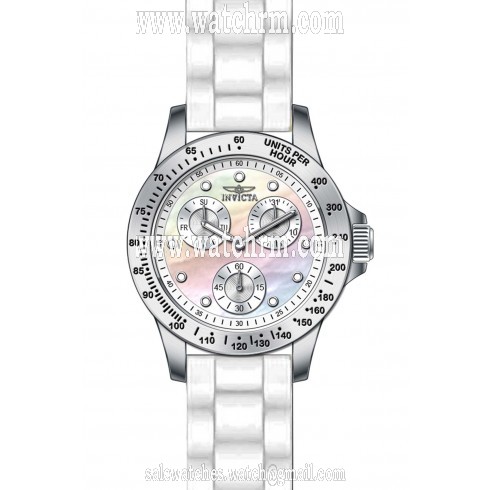 Invicta Speedway Multi-Function Mother of Pearl Dial White Silicone Ladies Watch 21972