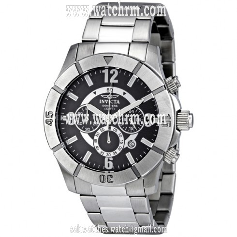 Invicta Stainless Steel Black Dial Chronograph Men's Watch 1420