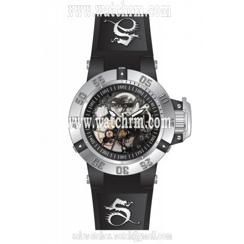 Invicta Subaqua Black Skeleton Black Silicone Ladies Watch 17129