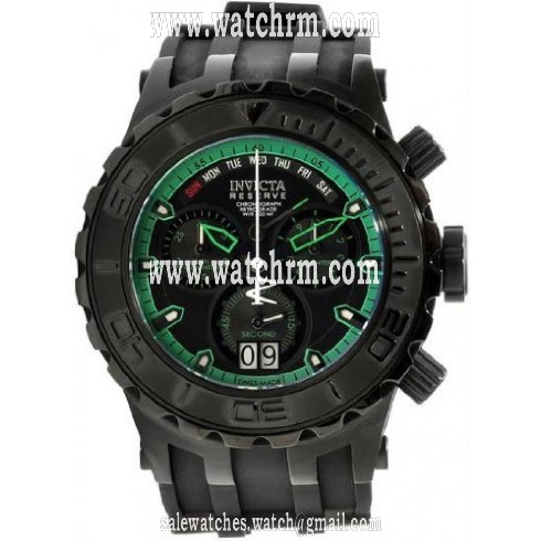 Invicta Subaqua Chronograph Black and Green Dial Black Rubber Men's Watch 12345