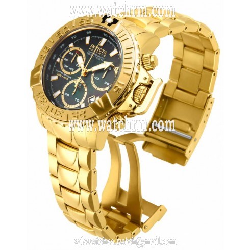 Invicta Subaqua Chronograph Black Dial 18kt Gold-plated Men's Watch 17501
