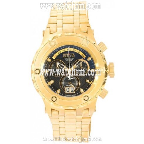 Invicta Subaqua Chronograph Black Dial Gold Ion-plated Stainless Steel Men's Watch 14468