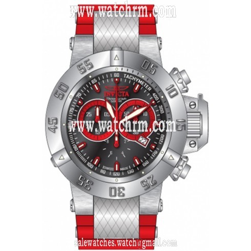 Invicta Subaqua Chronograph  Black Dial Red Polyurethane Men's Watch 13999