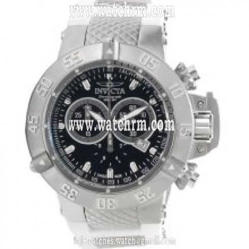Invicta Subaqua Chronograph Black Dial White Polyurethane Band Men's Watch 14001