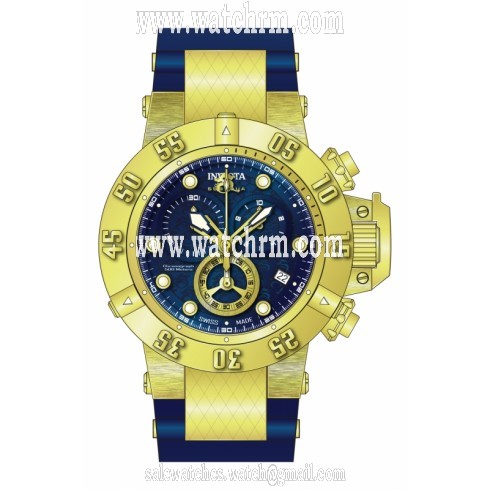 Invicta Subaqua Chronograph Blue Dial Blue Polyurethane with Gold-plated Men's Watch 15800