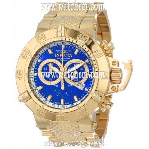 Invicta Subaqua Chronograph Blue Dial Gold-tone Stainless Steel Men's Watch 14501