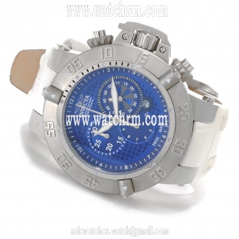 Invicta  Subaqua Chronograph Blue Dial White Leather Men's Watch 80660