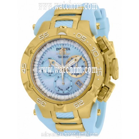Invicta Subaqua Chronograph Blue Mother of Pearl Dial Blue Polyurethane Ladies Watch 17237