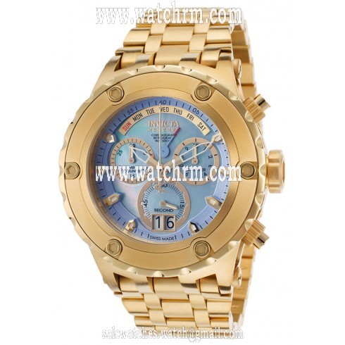 Invicta Subaqua Chronograph Blue Mother of Pearl Dial Yellow Gold-plated Men's Watch 16886
