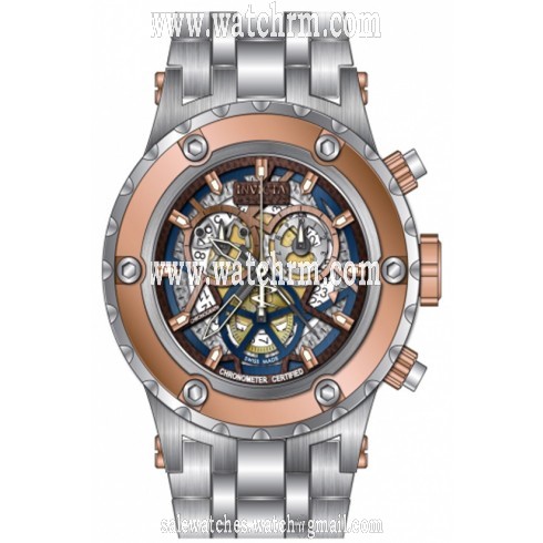 Invicta Subaqua Chronograph Brown Rose Skeletal Dial Stainless Steel Men's Watch 13741