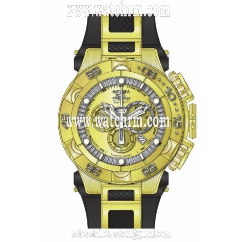 Invicta Subaqua Chronograph Gold Dial Black Polyurethane Men's Watch 15926